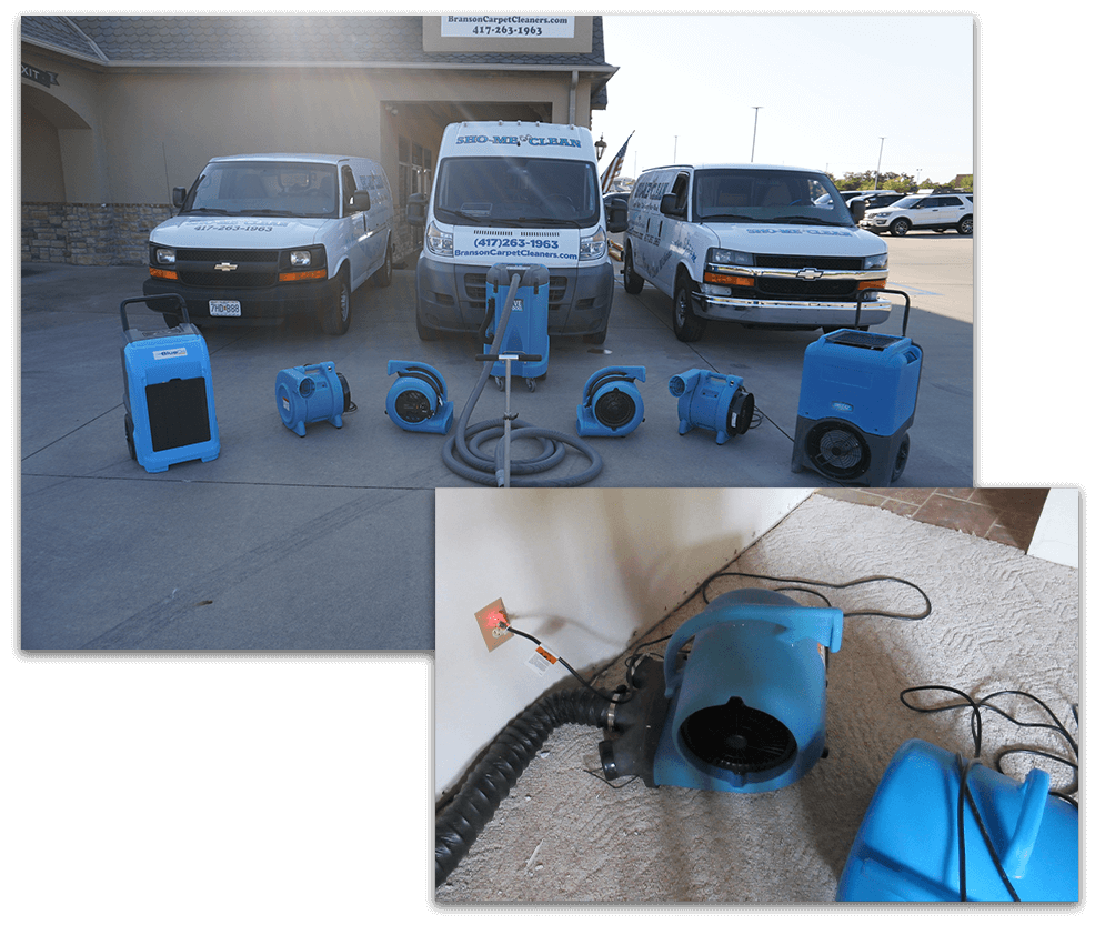 Water removal and restoration equipment for Sho-Me Clean Carpet Cleaning collage